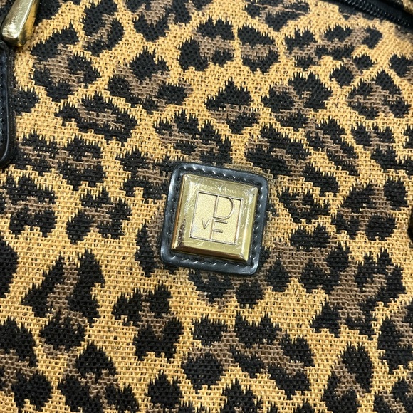 DIANE VON FURSTENBERG Madagascar Leopard Print Canvas Bag Badanco Luggage EUC - Picture 3 of 16